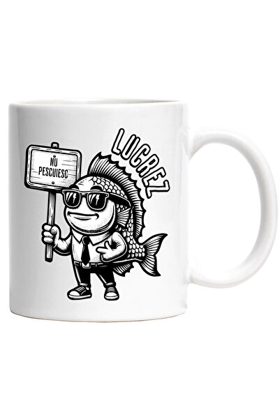 StoryGift Romania Cana Peste haios mesaj Lucrez. Nu Pescuiesc, 330ml, Ceramic...