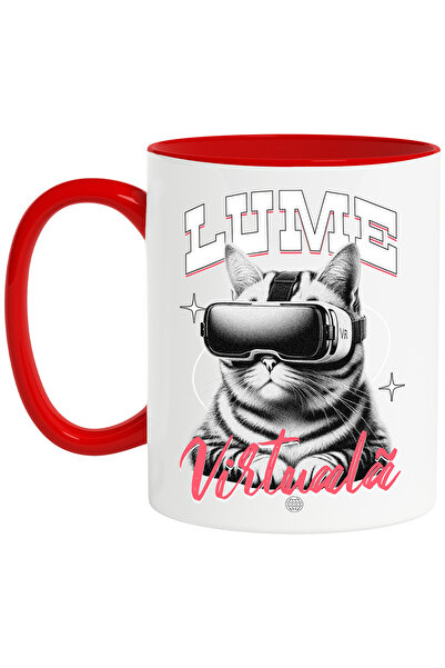 StoryGift Romania Cana Lume Virtuala pisica cu ochelarii VR joc video, 330ml,...