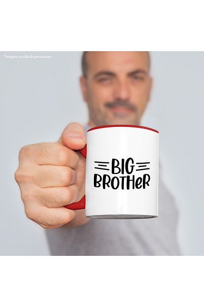 StoryGift Romania Mug for an older brother - care advice with Red Handle, With Red Handle STG, STG, STG.