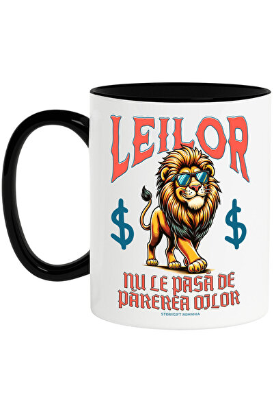 StoryGift Romania Cana cu Regele Leu Mandru Cu Ochelari De Soare Semn Dolar M...