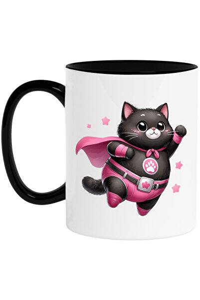 StoryGift Romania Cana cu o pisicuta grasuta eroina, ilustratie, neagra, roz,...