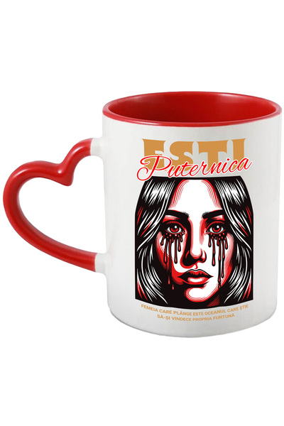 StoryGift Romania Cana Esti Puternica - Femeie Plangand, 330ml, Ceramica cu M...