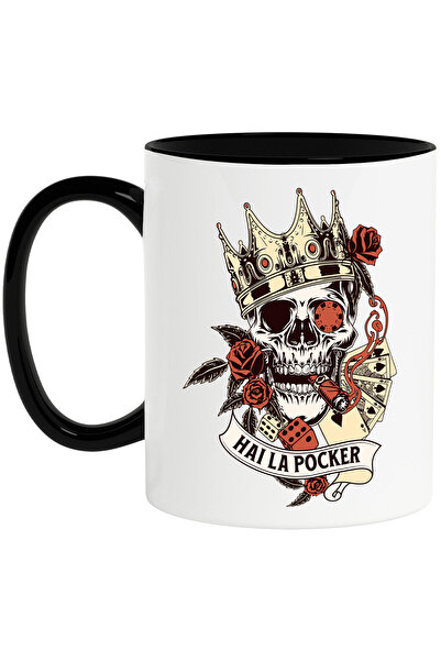 StoryGift Romania Cana cu Craniu Uman Cu Coroana Regala Trabuc Trandafir Rosu...