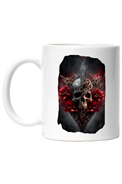 StoryGift Romania Cana Cu Chitara, Craniu, Trandafiri, Gotic, Instrument Muzi...