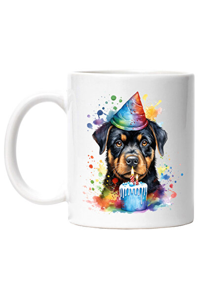 StoryGift Romania Cana cu un catel Rottweiler, ilustratie, aniversare, tort, ...