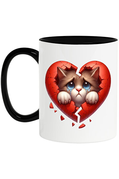 StoryGift Romania Cana cu o pisicuta trista care lacrimeaza, ilustratie, inim...