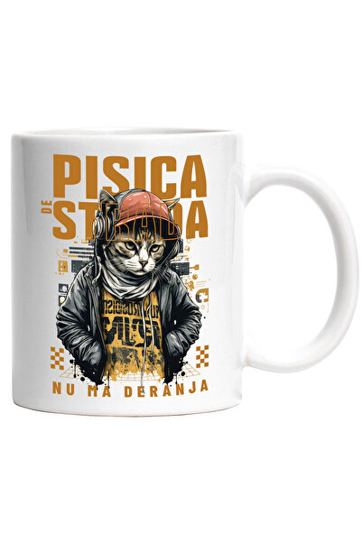 StoryGift Romania Cana Pisica de Strada - Nu Ma Deranja, 330ml, Ceramic cu Ma...