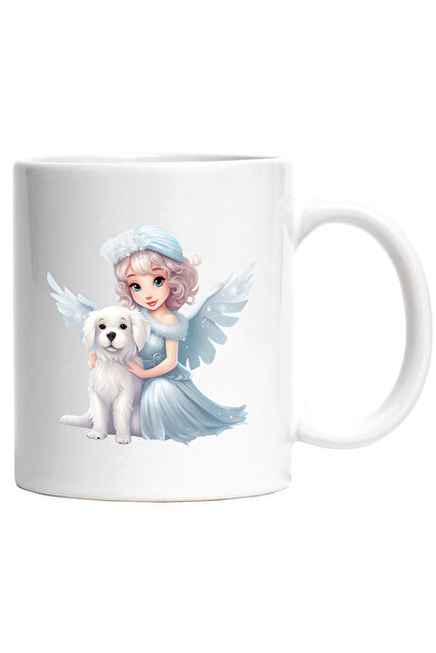 StoryGift Romania Cana cu o fetita cu aripi | ilustratie | catel alb | rochie...