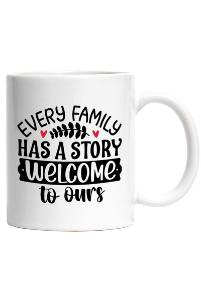 StoryGift Romania Cana cu inimioare si mesaj din care reiese ca orice familie...