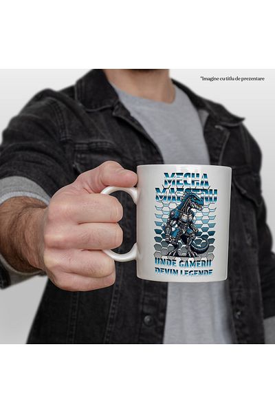 StoryGift Romania Cana Dragon robot Mecha maestru. Unde gamerii devin legende, 330ml, Ceramic cu M, Cu Maner Alb