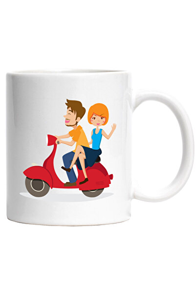 StoryGift Romania Cana Cu Scooter, Cuplu, Condus, Multicolor 330 ml, Ceramica...
