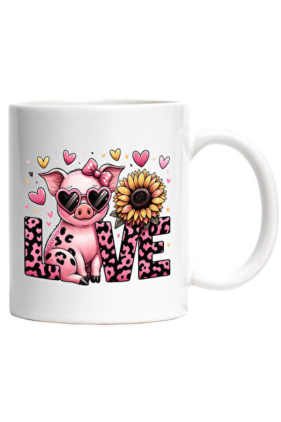 StoryGift Romania Cana cu purcelus fericit cu mesajul "Love", iubire, cadou, ...