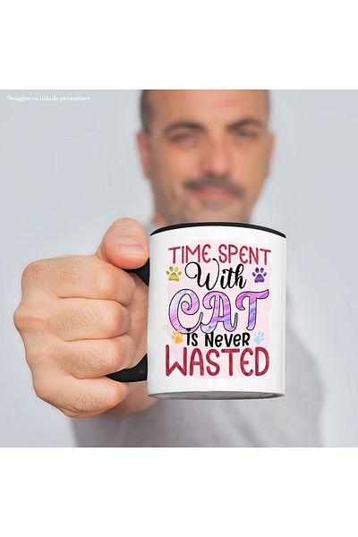 StoryGift Romania Mug with the message "Time spent with cat is never wasted", time spent with the cat, With ,STG