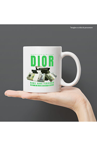 StoryGift Romania _Dior_ Mug - Money Brings Happiness, 330ml, Ceramic with White Handle, With White Handle