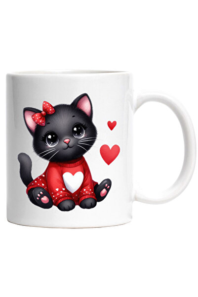 StoryGift Romania Cana cu o pisicuta neagra dragalasa | bluza groasa | inimio...