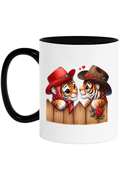 StoryGift Romania Cana cu 2 tigri, ilustratie, Vestul Salbatic, palarie de co...