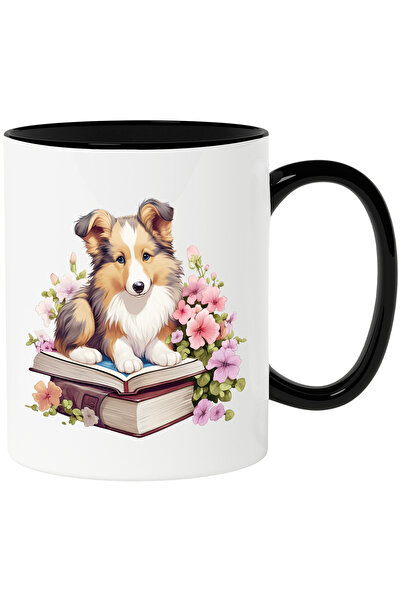 StoryGift Romania Cana cu un catel jucaus care sta pe o carte deschisa | ilus...