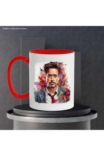 StoryGift Romania Mug With Robert Downey Jr, Star, Movie, Actor, Hollywood, Multicolor 330 m, With ,STG