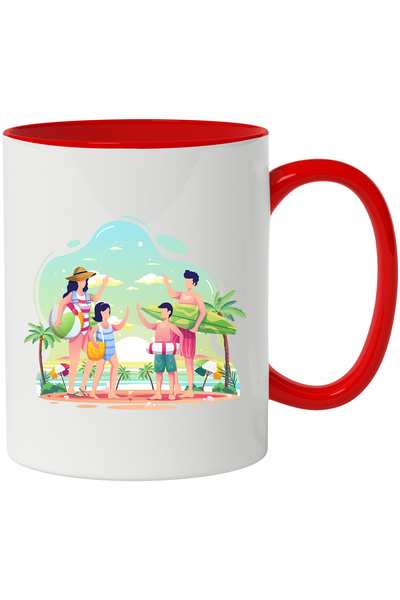 StoryGift Romania Cana Cu Apus, Plaja, Mare, Familie, Surf, Multicolor 330 ml...