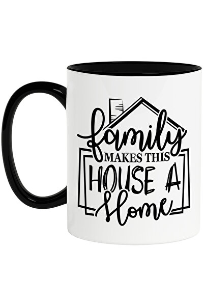 StoryGift Romania Cana cu o ilustratie afisand o casa si mesajul "Familia tra...