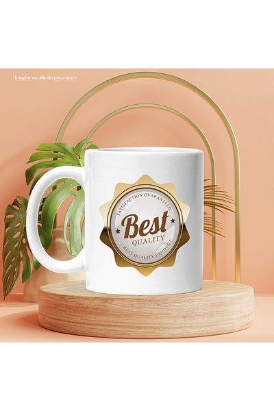 StoryGift Romania Cana Cu Mesaj In Engleza Best Quality Product, Insigna, Stele, Umbra, Multicolor, Cu Maner Alb