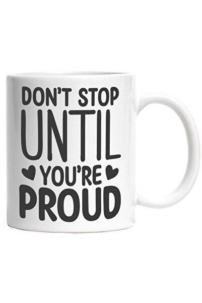 StoryGift Romania Cana cu inimioare si textul "Don't stop until you're proud"...