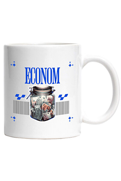 StoryGift Romania Cana econom borcan cu bani economisiti avere, 330ml, Ceramic cu Maner Alb, Cu Maner Alb