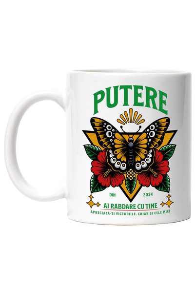 StoryGift Romania Cana Fluture - Putere, Ai Rabdare cu Tine, 330ml, Ceramic c...