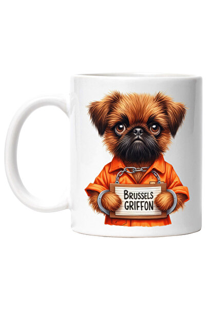 StoryGift Romania Mug With A Brussels Griffon Puppy In Prison, Illustration, Caught, Handcuffs, Picture D, With, stg