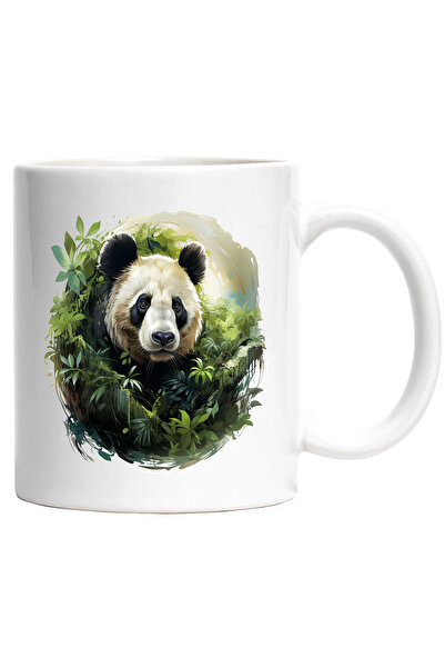 StoryGift Romania Cana Cu Urs Panda, Jungla, Tropical, Foliaj, Frunze, Multic...
