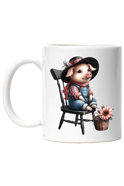 StoryGift Romania Cana cu un porc, ilustratie, palarie de cowboy, fermier, Ve...