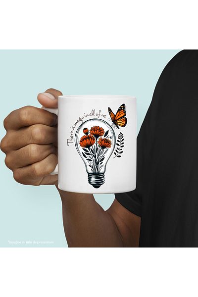 StoryGift Romania Cana Cu Mesajul "there Is Magic In All Of Us", Ilustratie, Motivational, Fluture, Cu ,stg