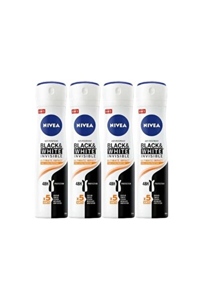 NIVEA Set 4 X Deodorant Antiperspirant Pentru Femei 150ml Black&white Invisible Ultimate Impact