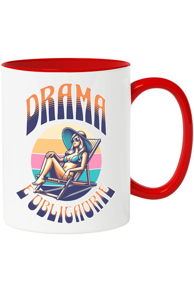 StoryGift Romania Mug with Woman on Deckchair with Hat and Sunglasses Text Dr...