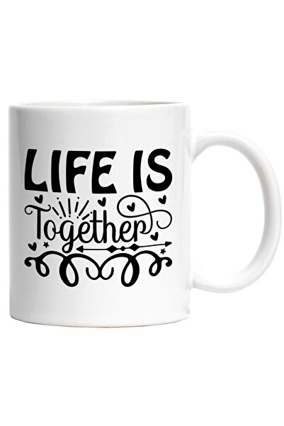 StoryGift Romania Cana cu inimioare si textul "Life is together" - viata e "i...