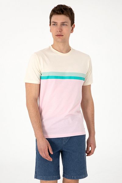 U.S. Polo Assn. Men's Regular Fit Crew Neck Light Pink T-Shirt 50306899-Vr078