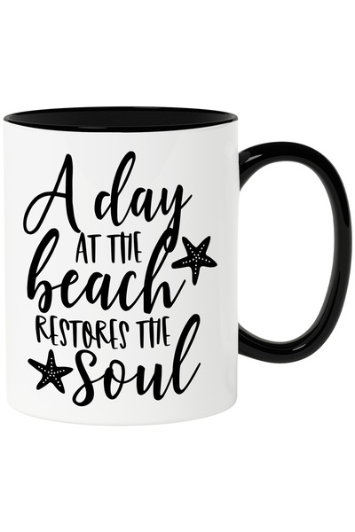 StoryGift Romania Cana cu textul "A day at the beach restores the soul" - o z...