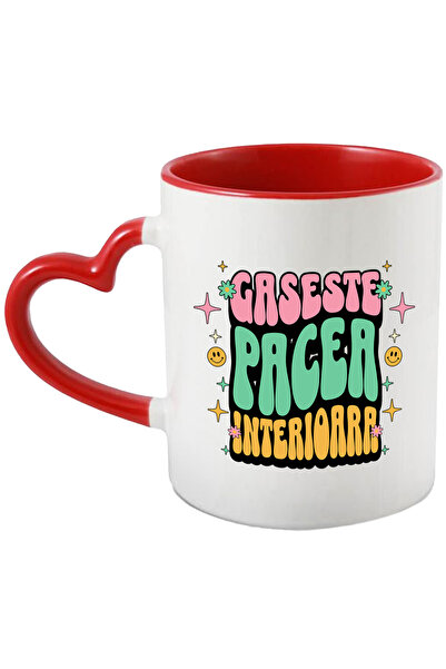 StoryGift Romania Cana Gaseste Pacea Interioara, 330ml, Ceramica cu Maner Ini...