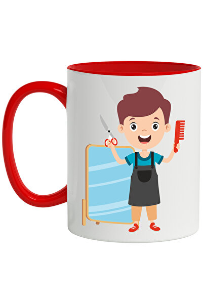 StoryGift Romania Cana Cu Hairstylist, Frizer, Foarfeca, Pieptane, Oglinda, S...