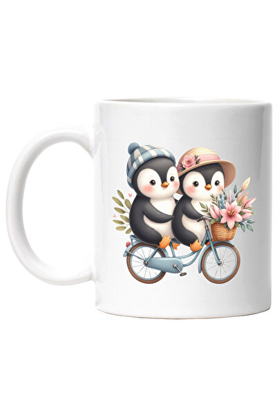 StoryGift Romania Cana cu 2 pinguini care merg cu bicicleta | ilustratie | pl...