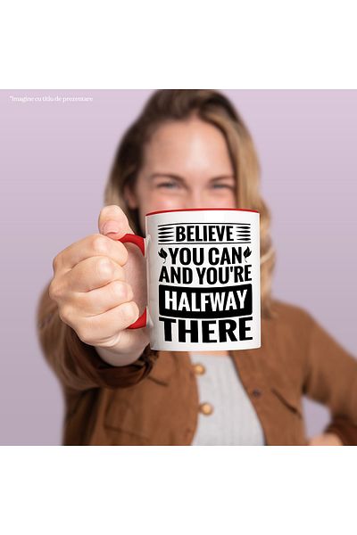 StoryGift Romania Mug with motivational message "You think you can and you're already halfway there" with, with, STG