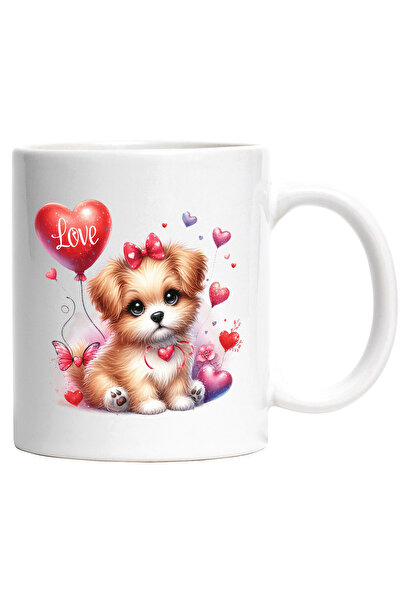 StoryGift Romania Cana cu o catelusa cu funda in cap si cu zgarda in forma de...