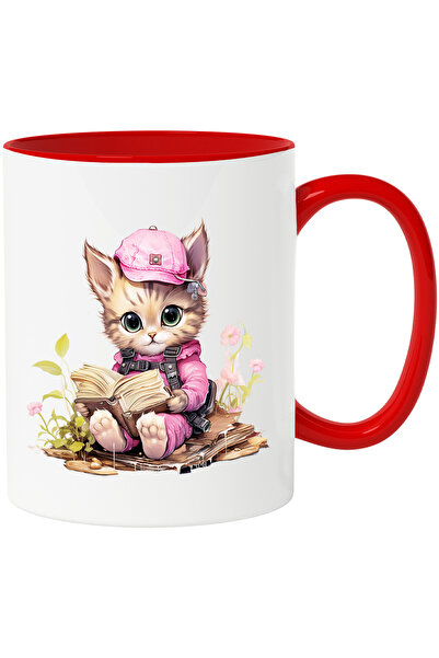 StoryGift Romania Cana cu o pisicuta care citeste dintr-o carte | ilustratie ...