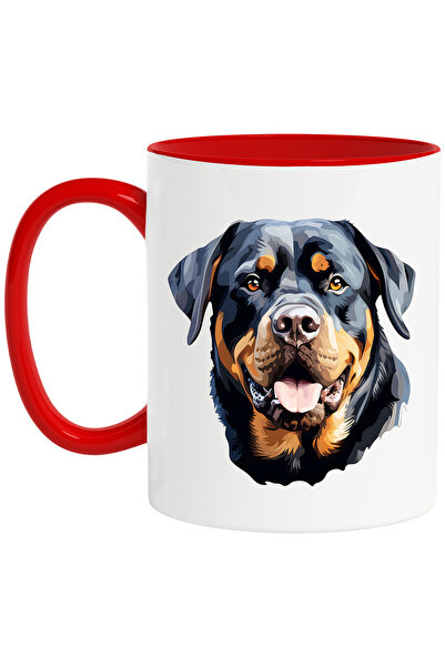StoryGift Romania Cana cu un catel Rottweiler bucuros, ilustratie, stil vecto...