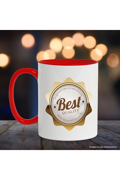 StoryGift Romania Cana Cu Mesaj In Engleza Best Quality Product, Insigna, Stele, Umbra, Multicolor, Cu Maner Rosu