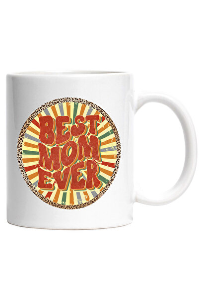 StoryGift Romania Cana cu mesajul "Best Mom Ever", ilustratie, mama, cea mai buna, diverse culori,, Cu Maner Alb