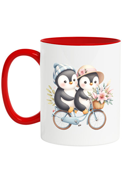 StoryGift Romania Cana cu 2 pinguini care merg cu bicicleta | ilustratie | pl...