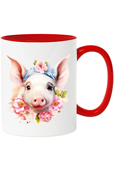 StoryGift Romania Cana cu un purcel curios | ilustratie | flori | arta abstra...