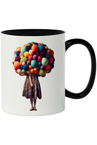 StoryGift Romania Cana Cu Arta Abstracta, Femeie, Baloane, Rochie, Pantofi, M...