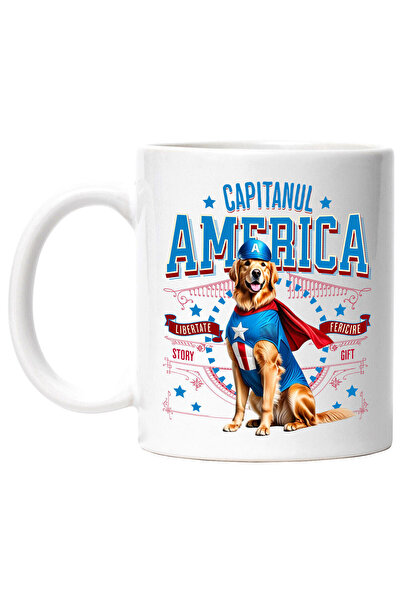 StoryGift Romania Cana cu Golden Retriever Caine In Costum de Capitan America...
